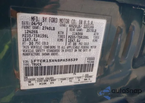 1995 Ford Ranger Super Cab z USA, uszkodzony, nr VIN 1FTCR15XXSPA53183